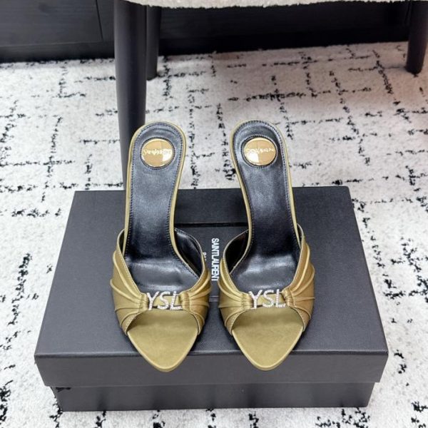 repliche,replica,perfette,siti di,affidabili,migliori siti,dove comprare,1:1,scarpe da ginnastica Pantofole con tacco alto e punta affusolata, modello plissettato, novità primavera Saint Laurent (MGCJA)