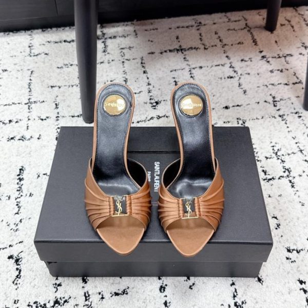 repliche,replica,perfette,siti di,affidabili,migliori siti,dove comprare,1:1,scarpe da ginnastica Pantofole con tacco alto e punta affusolata, modello plissettato, nuova collezione primavera Saint Laurent (Z7RKG)