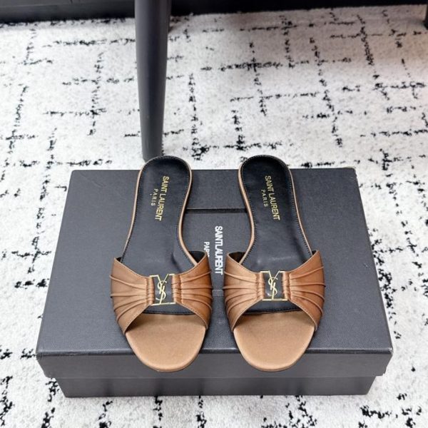 repliche,replica,perfette,siti di,affidabili,migliori siti,dove comprare,1:1,scarpe da ginnastica Sandali piatti plissettati Saint Laurent, nuova collezione primavera (N0XTL)