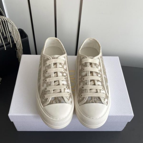 Scarpe casual da ginnastica Dior Walk'n Series F019 con monogramma ricamato e plateau in tela (3X7VJ)