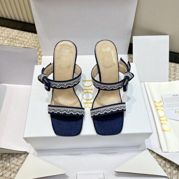 Nuovi arrivi Dior Primavera: pantofole con tacco alto, lacci e fiocco, punta quadrata (EE1S4)