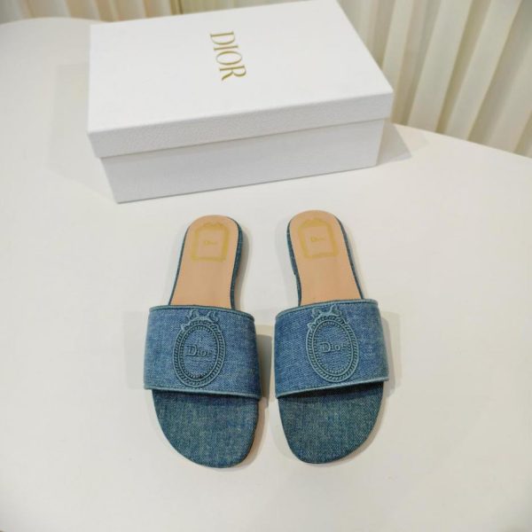 Sandali bassi Dior in denim con ricamo CD (O63WE)