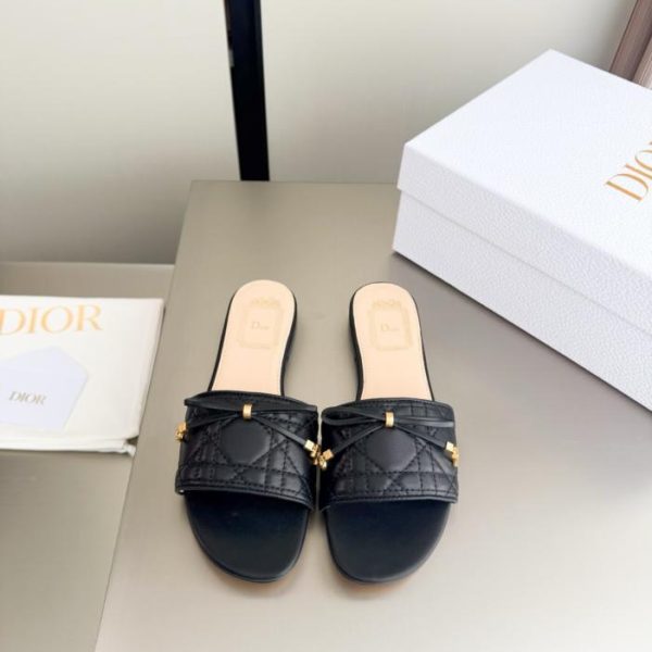 Dior Alta Qualità, Abbinamento Perfetto: Pantofole Classiche a Quadri in Pelle di Agnello Nera (0L290)