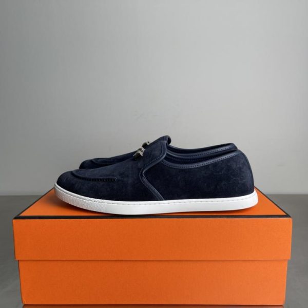 repliche,replica,perfette,siti di,affidabili,migliori siti,dove comprare,1:1,scarpe da ginnastica Mocassini Hermes Jour in camoscio a punta tonda con fibbia in metallo, modello da coppia (Q6N91)