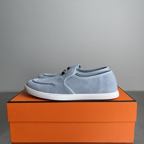 repliche,replica,perfette,siti di,affidabili,migliori siti,dove comprare,1:1,scarpe da ginnastica Mocassini Hermes Jour in camoscio a punta tonda con fibbia in metallo, modello da coppia (WW2E1)