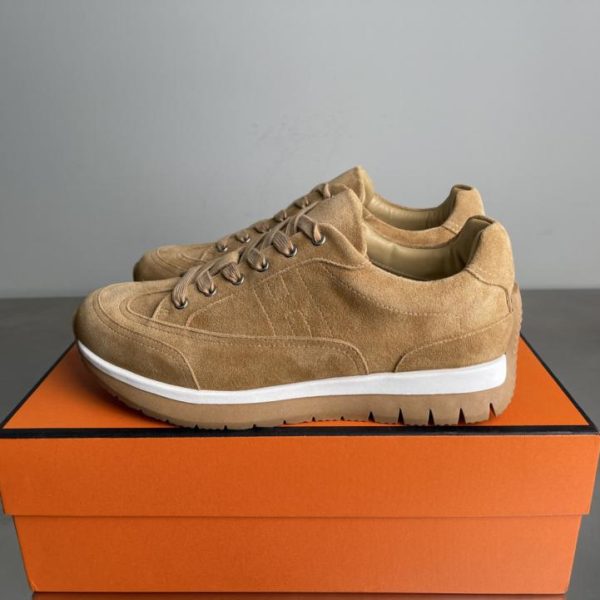 repliche,replica,perfette,siti di,affidabili,migliori siti,dove comprare,1:1,scarpe da ginnastica Nuove sneakers Hermes Libera, modello da coppia, tomaia in pelle scamosciata di vitello (M3GU8)