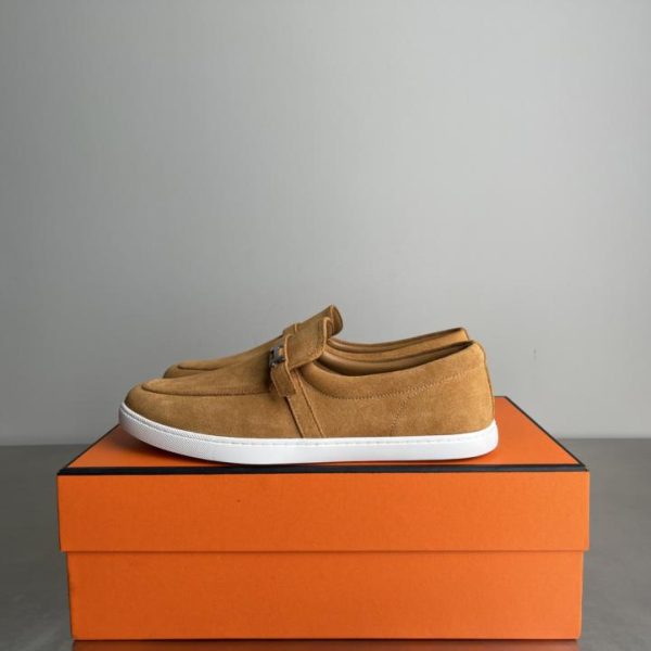 repliche,replica,perfette,siti di,affidabili,migliori siti,dove comprare,1:1,scarpe da ginnastica Mocassini Hermes in pelle scamosciata con fibbie in metallo placcato palladio, scarpe casual, modello per coppie (6MTDW)