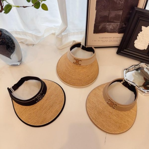 repliche,replica,perfette,siti di,affidabili,migliori siti,dove comprare,1:1,scarpe da ginnastica Nuovo cappello con visiera protettiva dal sole di Celine, in rafia intrecciata a mano (VYKMY1)