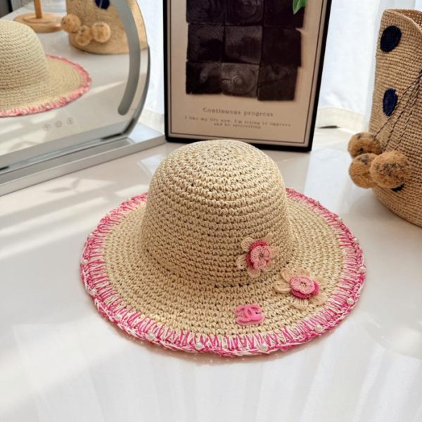 repliche,replica,perfette,siti di,affidabili,migliori siti,dove comprare,1:1,scarpe da ginnastica Cappello da sole Chanel stile resort, cappello di paglia lavorato a mano all’uncinetto per la protezione solare (YZNIHC)