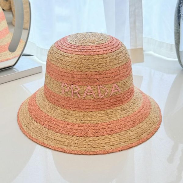 repliche,replica,perfette,siti di,affidabili,migliori siti,dove comprare,1:1,scarpe da ginnastica Nuovo cappello da sole a righe in rafia di Prada (A323RV)