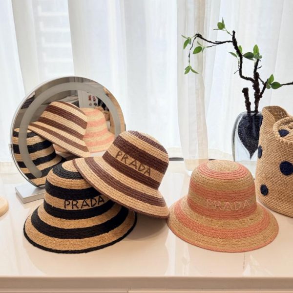 repliche,replica,perfette,siti di,affidabili,migliori siti,dove comprare,1:1,scarpe da ginnastica Nuovo cappello da sole a righe in rafia di Prada (MI5D2S)