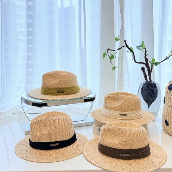 Cappello Panaman Burberry, cappello da sole in paglia di rafia intrecciata al 100% (BDWGO4)