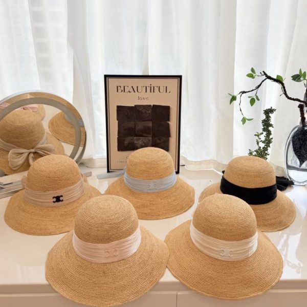 Cappello a tesa larga in rafia intrecciata a mano CELINE (0FOIRU)