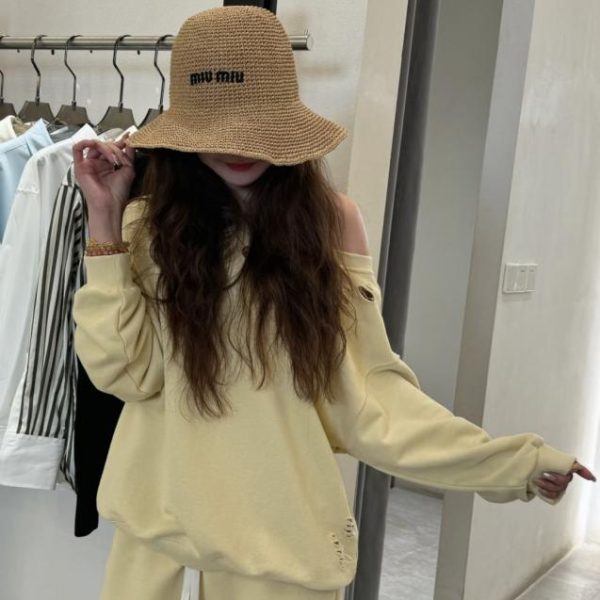 repliche,replica,perfette,siti di,affidabili,migliori siti,dove comprare,1:1,scarpe da ginnastica Cappello da pescatore in paglia Miu Miu, materiale in paglia naturale (B0YTK2)