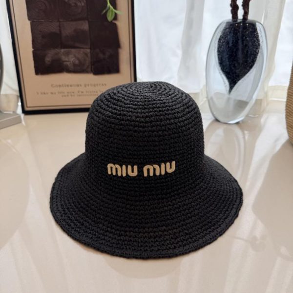 repliche,replica,perfette,siti di,affidabili,migliori siti,dove comprare,1:1,scarpe da ginnastica Cappello da pescatore in paglia Miu Miu, materiale in paglia naturale (HZXWT7)