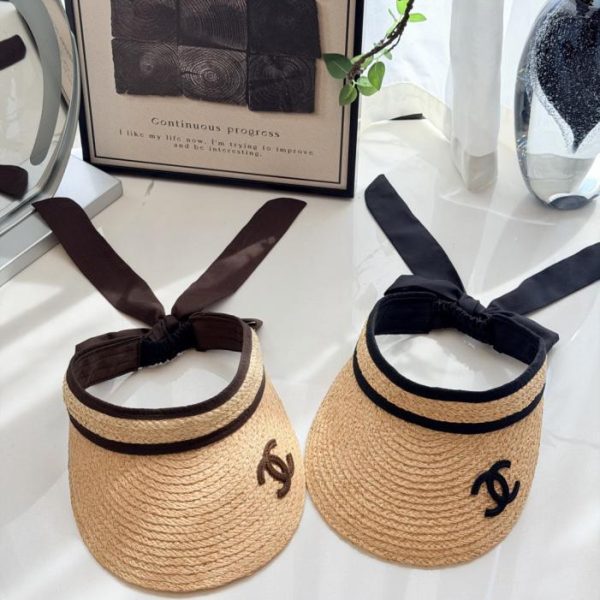repliche,replica,perfette,siti di,affidabili,migliori siti,dove comprare,1:1,scarpe da ginnastica Cappello da sole con visiera Chanel con intricata lavorazione in paglia (HV2XEI)