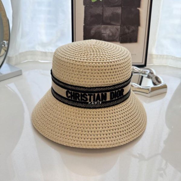repliche,replica,perfette,siti di,affidabili,migliori siti,dove comprare,1:1,scarpe da ginnastica Cappello da pescatore da donna Dior in paglia traforata (5ACN3V)