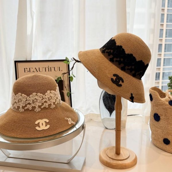repliche,replica,perfette,siti di,affidabili,migliori siti,dove comprare,1:1,scarpe da ginnastica Cappello da pescatore in paglia con lacci stile Chanel (06Q0XO)