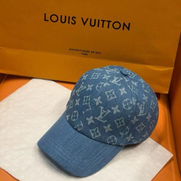 repliche,replica,perfette,siti di,affidabili,migliori siti,dove comprare,1:1,scarpe da ginnastica Cappello a secchiello/berretto da baseball in denim con monogramma Louis Vuitton (I72WT5)