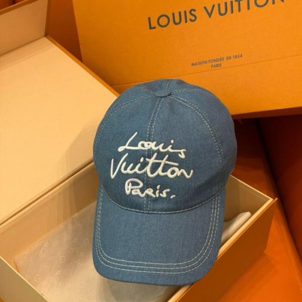 repliche,replica,perfette,siti di,affidabili,migliori siti,dove comprare,1:1,scarpe da ginnastica Cappellino da baseball LV in denim ricamato con scritta a mano (EF1VX4)
