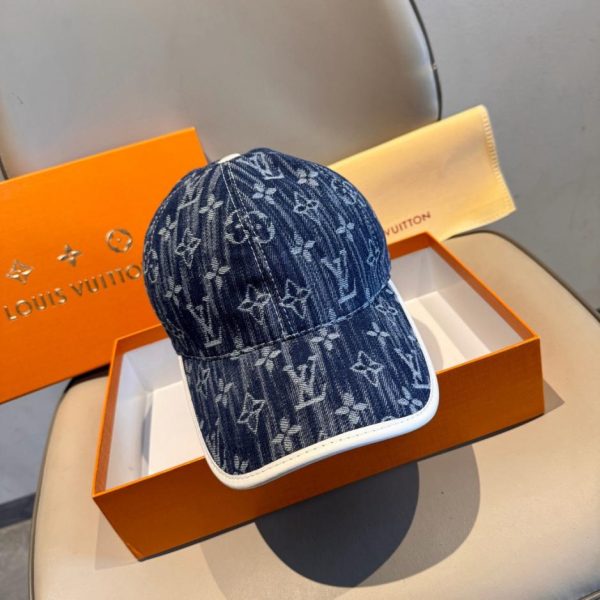 Nuovo cappellino da baseball originale Louis Vuitton, in jacquard di denim LV (L08ZH5)