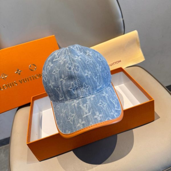 Nuovo cappellino da baseball Louis Vuitton, design originale, jacquard denim LV (S1AHQ2)