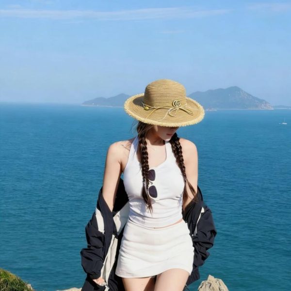 GUCCI Cappello in Paglia con Pizzo Lavorato a Maglia (BXJ0ZJ)