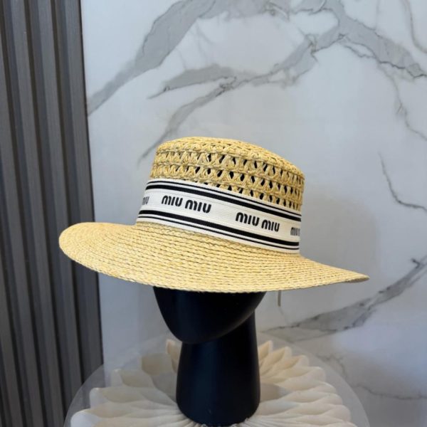 repliche,replica,perfette,siti di,affidabili,migliori siti,dove comprare,1:1,scarpe da ginnastica Cappello di paglia a tesa piatta MIUMIU (4QJ1ZU)