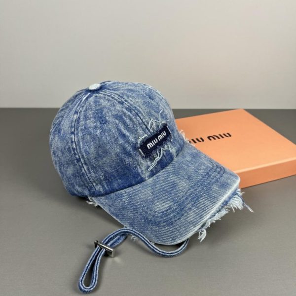 repliche,replica,perfette,siti di,affidabili,migliori siti,dove comprare,1:1,scarpe da ginnastica Cappellino da baseball in denim effetto invecchiato MIUMIU (5UEFBK)