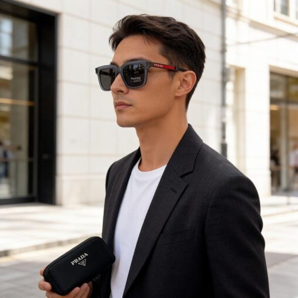 Occhiali da sole da guida da uomo PRADA di alta gamma, alla moda, eleganti e versatili (7ZE0Y5)