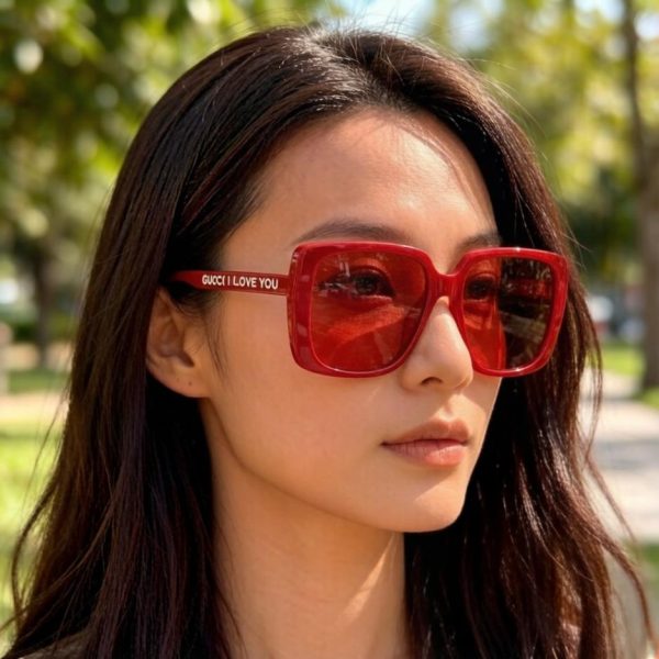 La collezione ufficiale di Gucci per la primavera anticipata presenta nuovi occhiali da sole oversize indossati da numerose celebrità (ERHJWO).