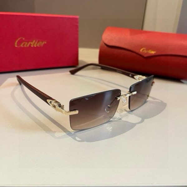 Occhiali da sole CARTIER Precious - Aste in policarbonato metallico, montatura senza stelo con finitura galvanizzata ultraleggera (DD5IIE)