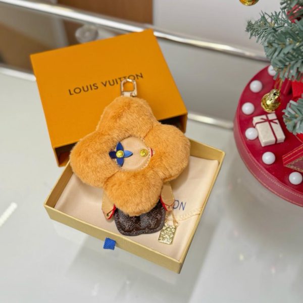 Portachiavi Louis Vuitton VIVIENNE rosso girasole in visone (4SE4NU)