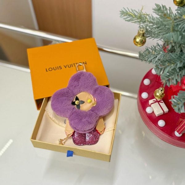Portachiavi Louis Vuitton VIVIENNE rosso girasole in visone (OETJJ0)