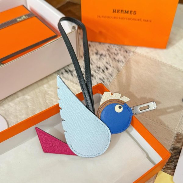 Nuovo charm Hermes a forma di uccello, ciondolo per borsa Hermes a forma di uccello, portachiavi (NE54LA)