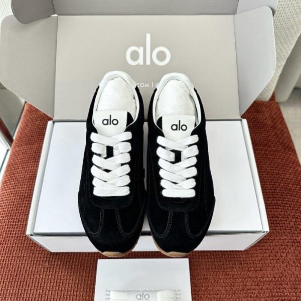 ALO Sunset Sneaker 25ss Nuove scarpe da allenamento basse in pelle scamosciata, colore nero e beige (FZ5V14)