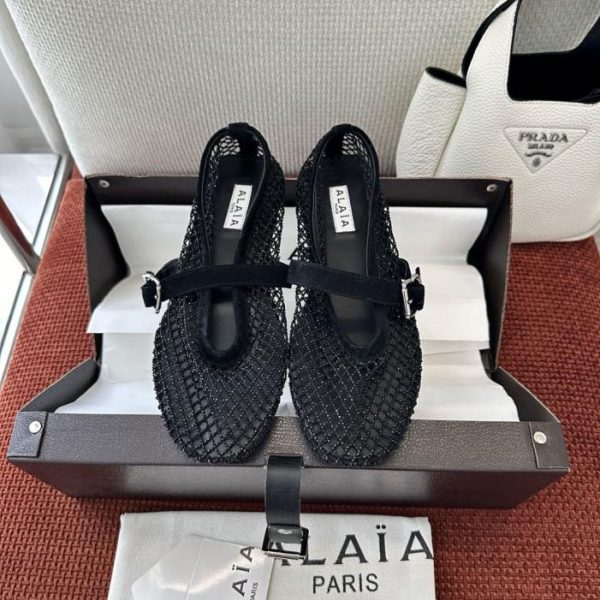 Ballerine Alaïa in rete con cristalli, nere (7JE3Y9)