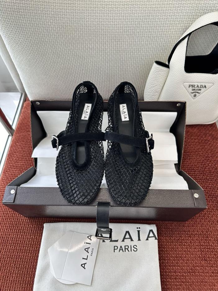 repliche,replica,perfette,siti di,affidabili,migliori siti,dove comprare,1:1,scarpe da ginnastica Ballerine Alaïa in rete con cristalli, nere (7JE3Y9)