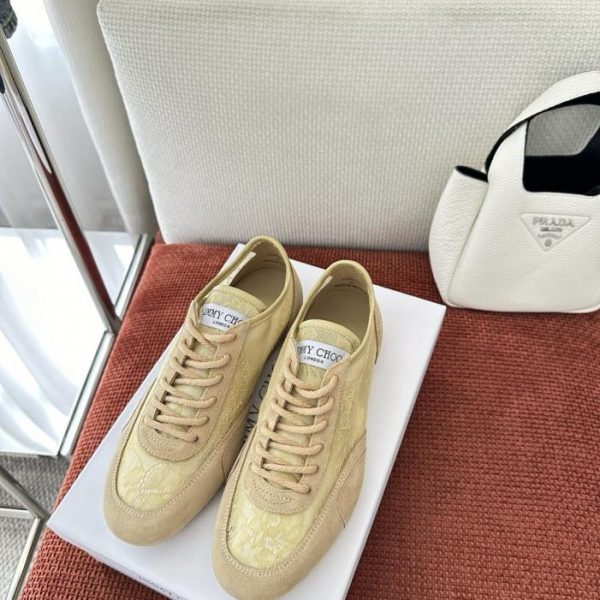 Le nuove sneakers basse con lacci SUNNY di Jimmy Choo, color giallo mais (FF7GX1)