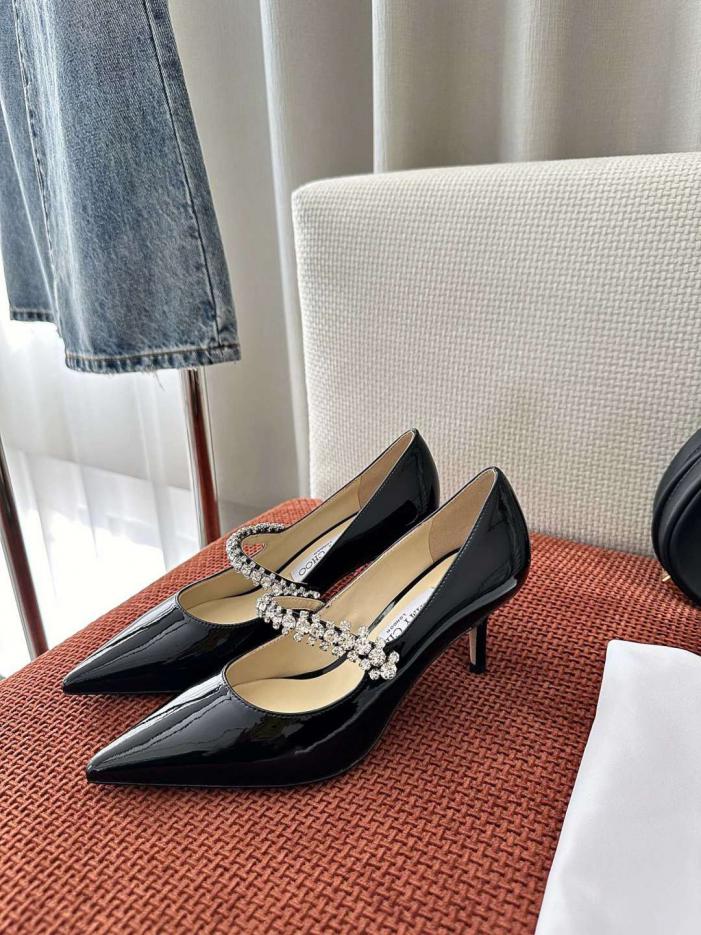 repliche,replica,perfette,siti di,affidabili,migliori siti,dove comprare,1:1,scarpe da ginnastica Décolleté Jimmy Choo in pelle verniciata con applicazioni di cristalli, nere, 6,5 cm (OMV4F8)