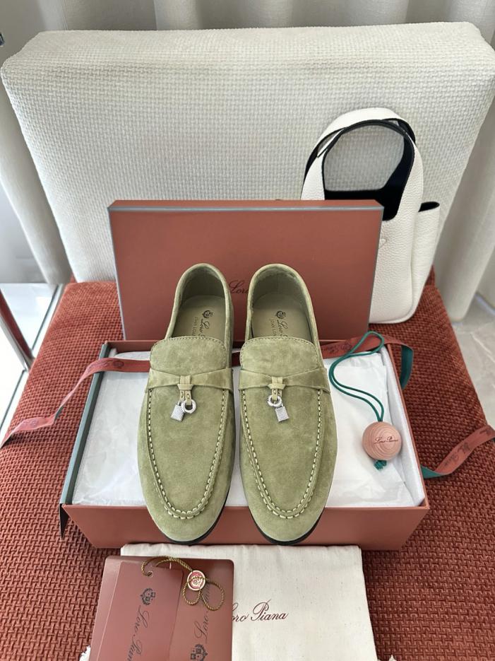 repliche,replica,perfette,siti di,affidabili,migliori siti,dove comprare,1:1,scarpe da ginnastica Mocassini da donna Loro Piana New Joan, verde acquamarina (70H7SQ)