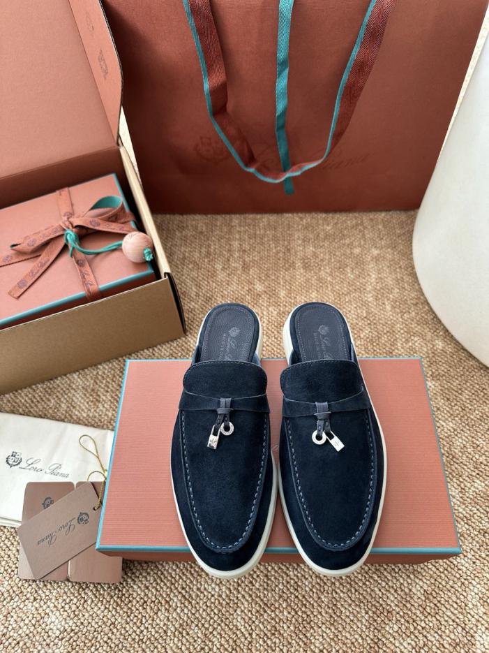 repliche,replica,perfette,siti di,affidabili,migliori siti,dove comprare,1:1,scarpe da ginnastica Sandali mocassino slip-on Loro Piana Classic Summer Charms Walk, blu scuro (7EEXN7)