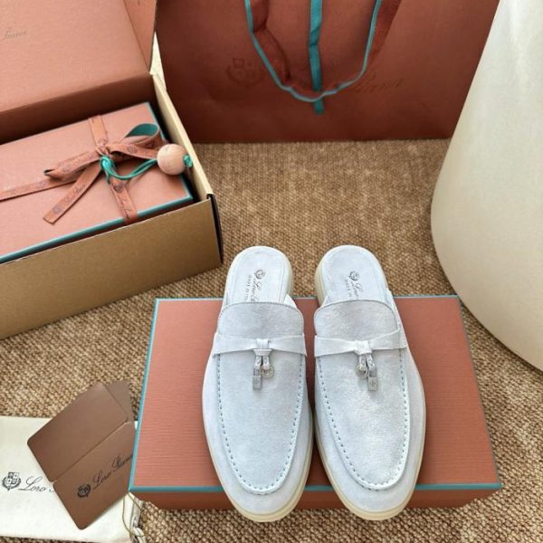 Sandali mocassino slip-on Loro Piana Classic Summer Charms Walk, blu acqua (SAL9QV)