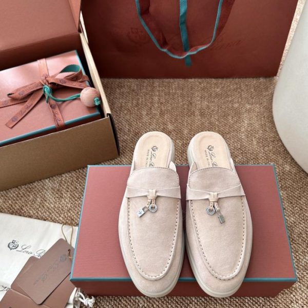 Sandali mocassino slip-on Loro Piana Classic Summer Charms Walk, rosa chiaro (IF5NX2)