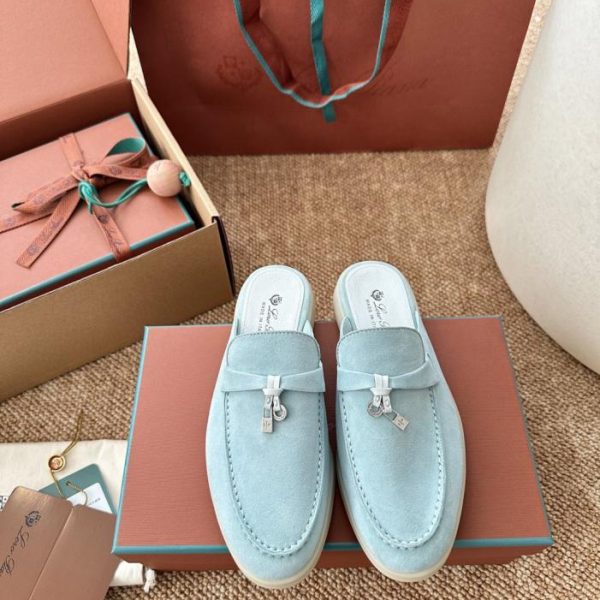 Sandali mocassino slip-on Loro Piana Classic Summer Charms Walk, azzurro chiaro (B7EHF6)