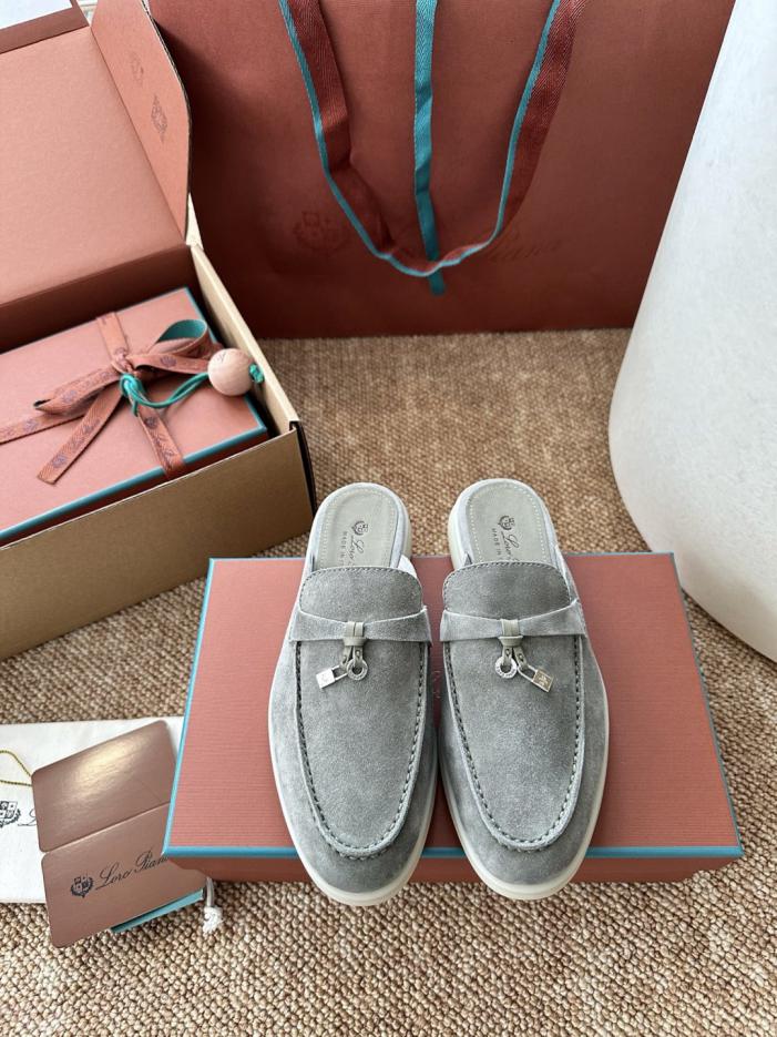 repliche,replica,perfette,siti di,affidabili,migliori siti,dove comprare,1:1,scarpe da ginnastica Sandali mocassino slip-on Loro Piana Classic Summer Charms Walk, grigio-verde (YWG0B6)