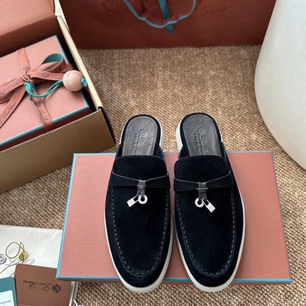 Loro Piana Classic Summer Charms Walk Mocassini Slip-on Muffins, Nero (B7W4AE)