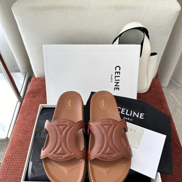 repliche,replica,perfette,siti di,affidabili,migliori siti,dove comprare,1:1,scarpe da ginnastica Nuove pantofole in pelle TRIOMPHE di Celine, marroni (44 IHUK)