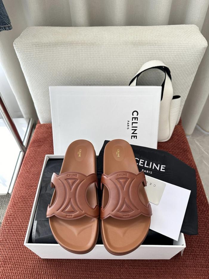 repliche,replica,perfette,siti di,affidabili,migliori siti,dove comprare,1:1,scarpe da ginnastica Nuove pantofole in pelle TRIOMPHE di Celine, marroni (44 IHUK)