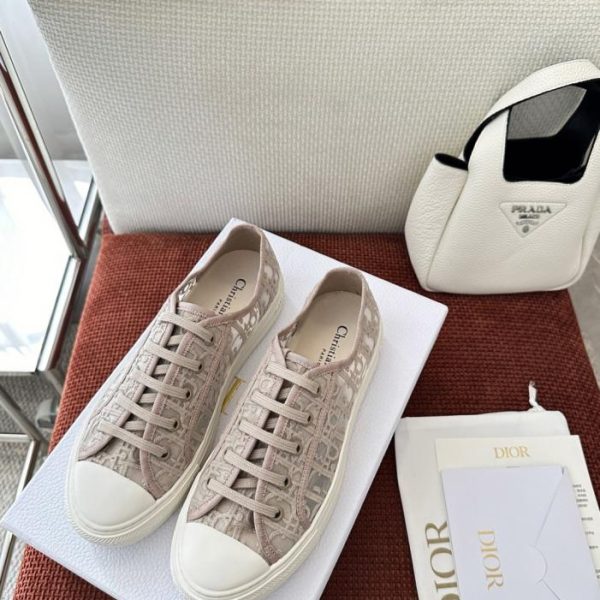 Sneakers Dior Walk'n in mesh twill ricamate ◽ Rosa nude (XFOLU3)